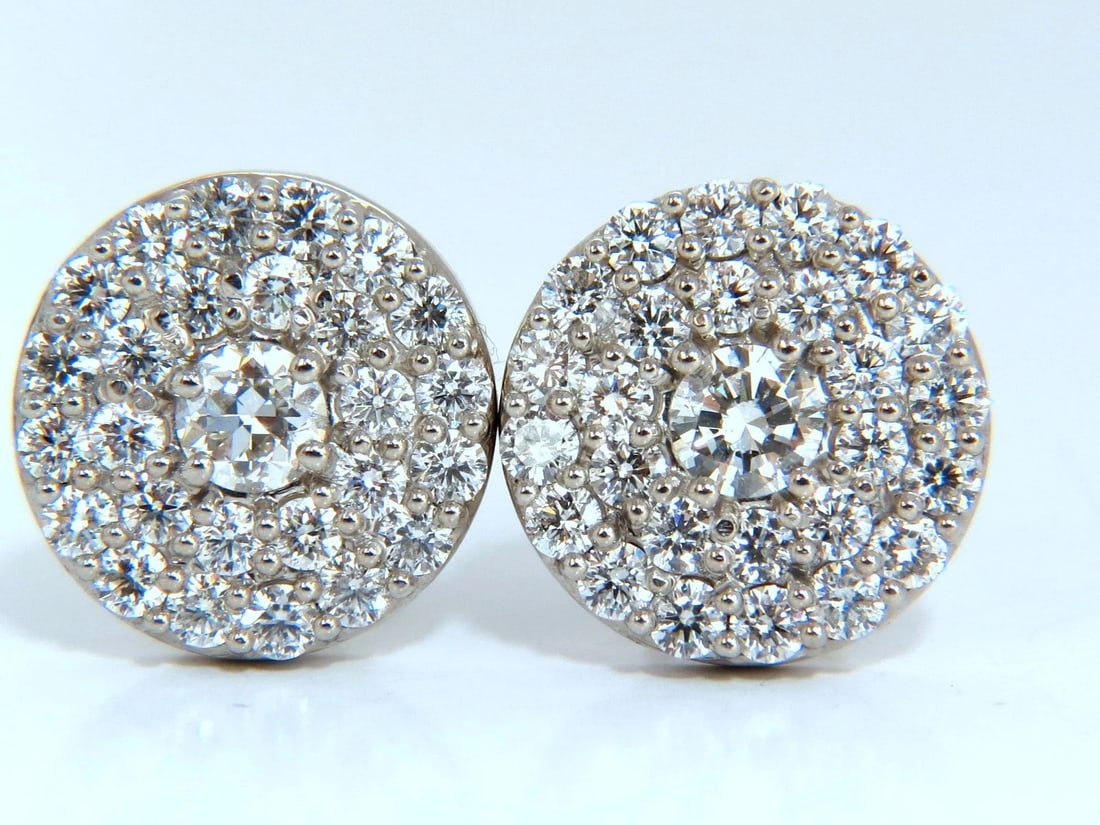 4.26ct natural round diamonds cocktail cluster earrings 14kt g.vs** - 5