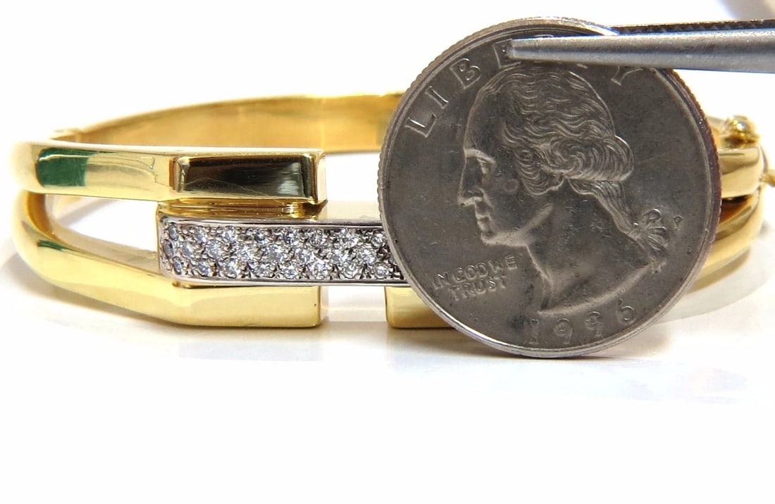 bangle bracelet 14kt .70ct round natural diamonds raised bar mod deco** - 10