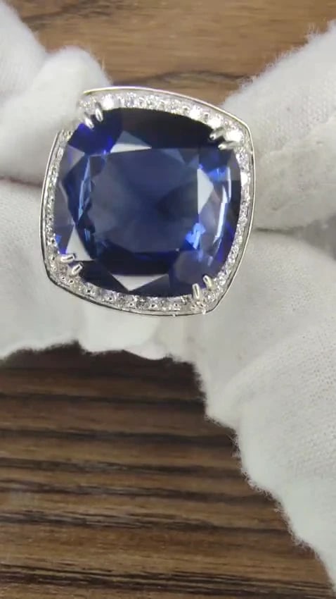26ct Lab Sapphire diamonds Ring Vivid Royal blue 14 Karat *v - 2