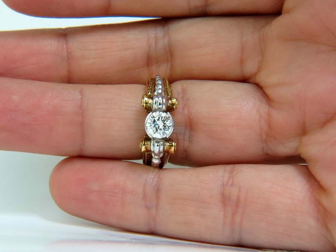 18KT .73CT ROUND BRILLIANT NATURAL DIAMOND RING GILT DECO H/VS *v - 10