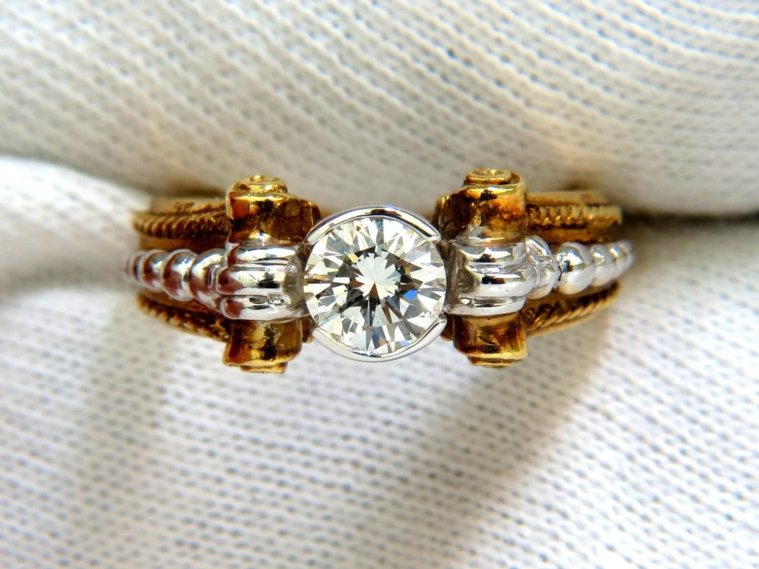 18KT .73CT ROUND BRILLIANT NATURAL DIAMOND RING GILT DECO H/VS *v - 12