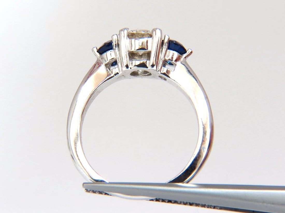1.44CT NATURAL ROUND DIAMOND & SAPPHIRE THREE STONE CLASSIC 14KT** - 3