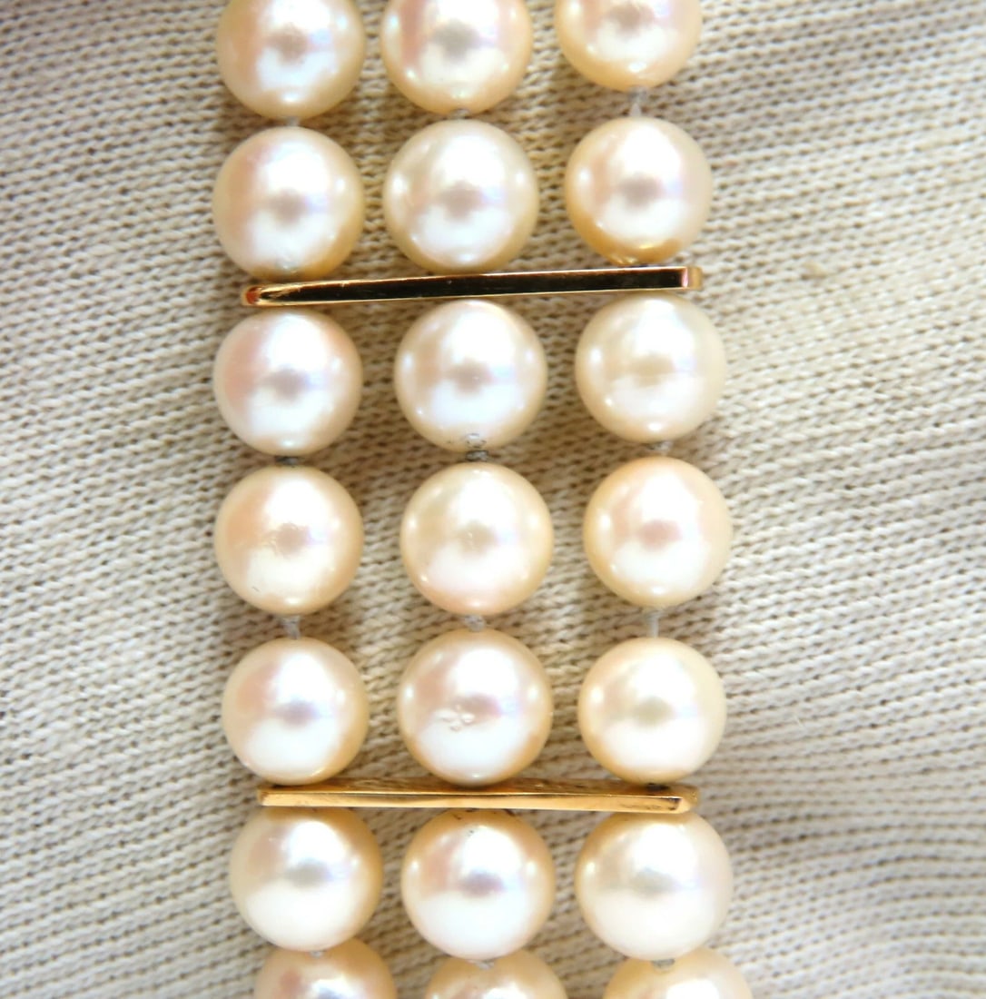 6.5mm Akoya pearls pearls bead bracelet 14kt** - 3