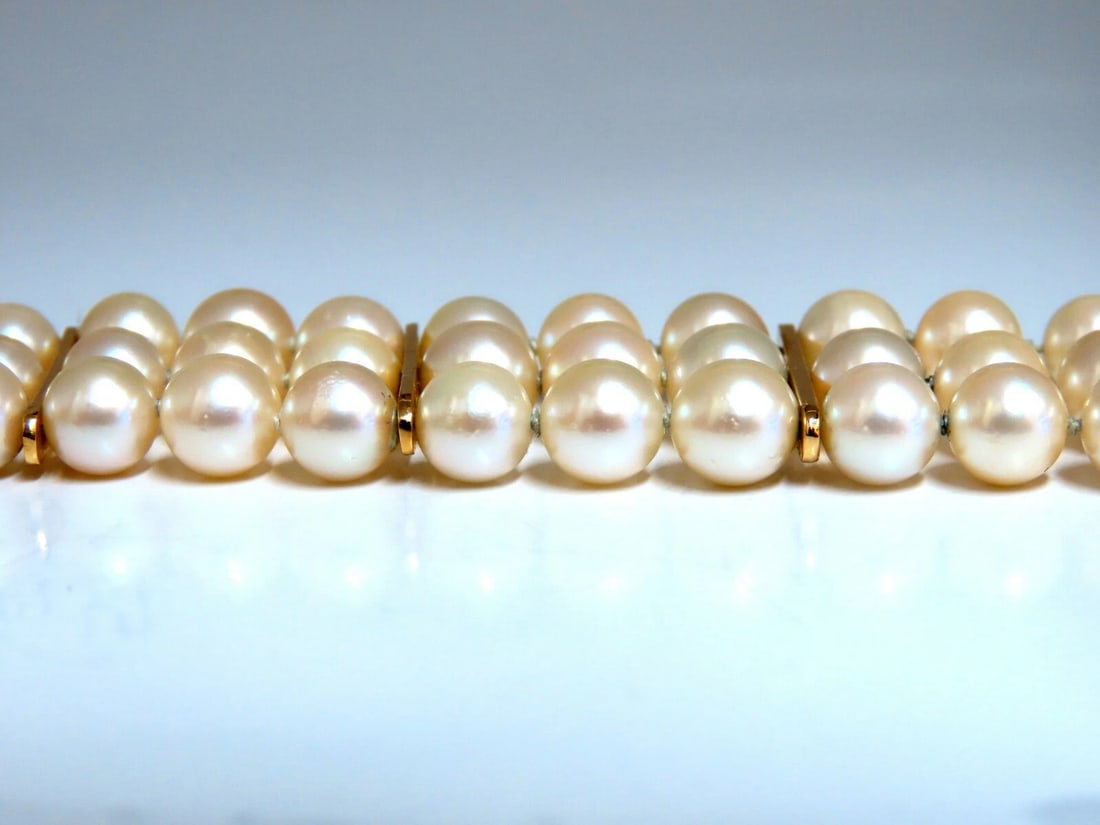 6.5mm Akoya pearls pearls bead bracelet 14kt** - 4
