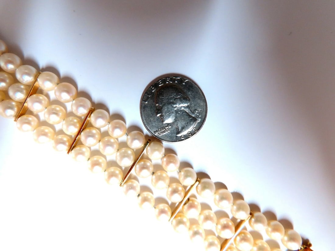 6.5mm Akoya pearls pearls bead bracelet 14kt** - 5