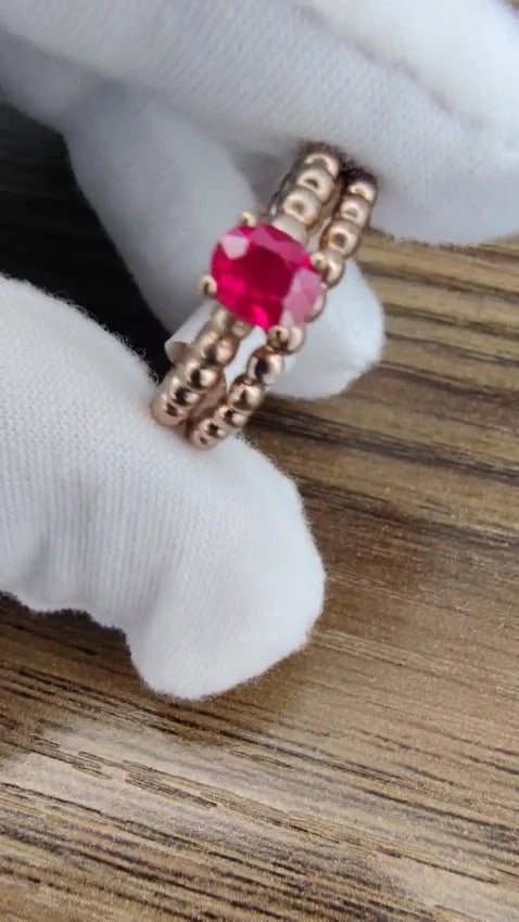 .82ct natural vivid bright ruby solitaire ring & band 14kt *v - 2