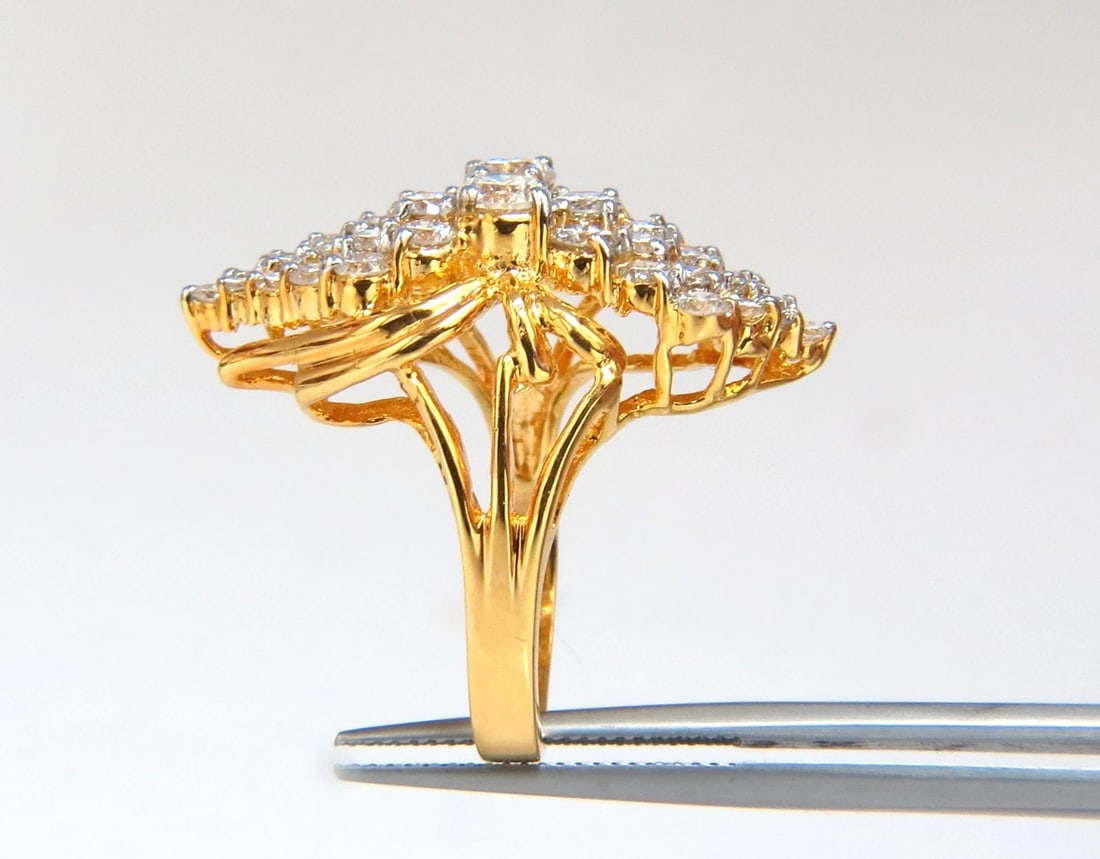 3.50ct Natural Diamonds Rounds Cocktail Prime Cluster ring 14kt** - 4