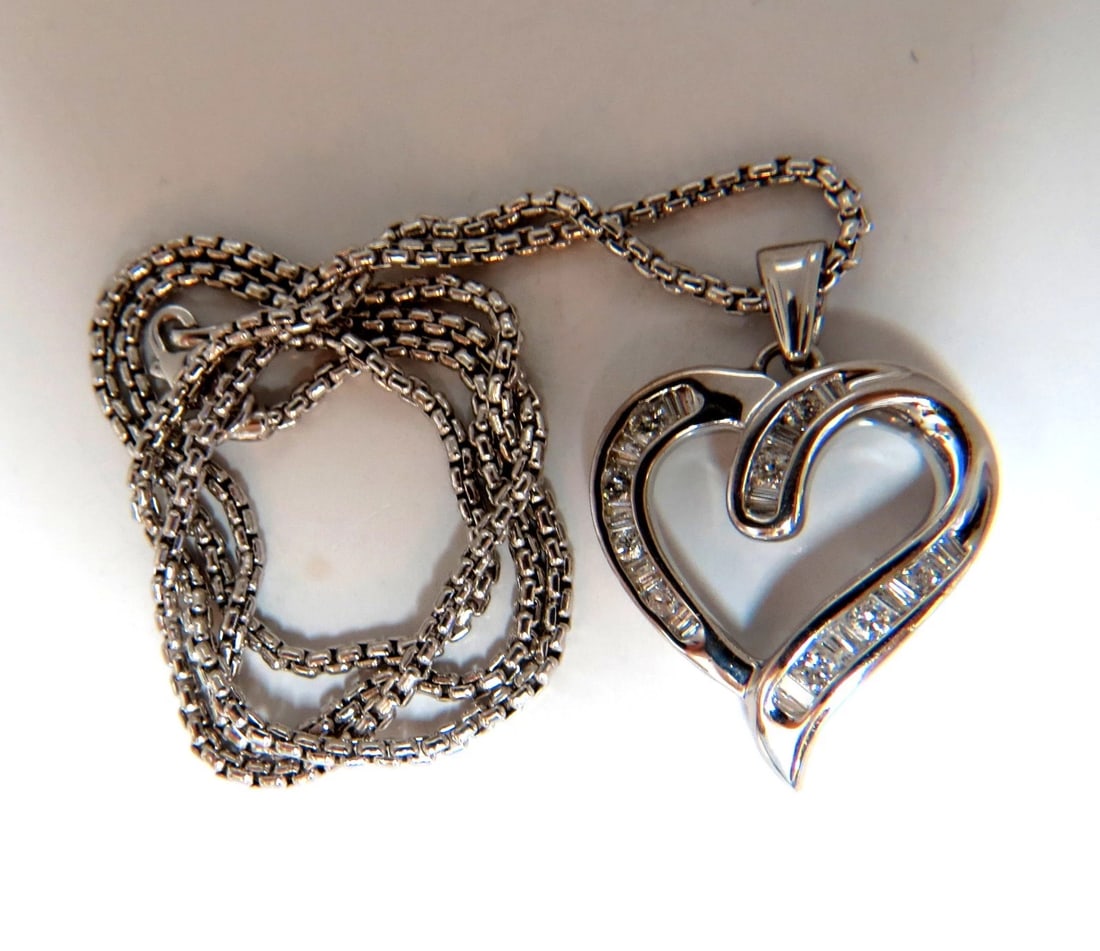 .50ct Open Heart Rounds & Baguettes Diamond Necklace 14 karat** - 5