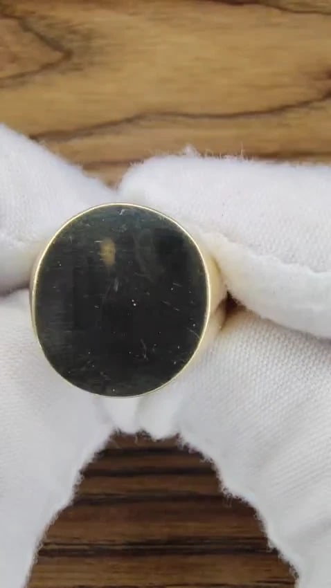 17mm Classic Solid Signet Mens Ring 14kt Gold 12545 *v - 2