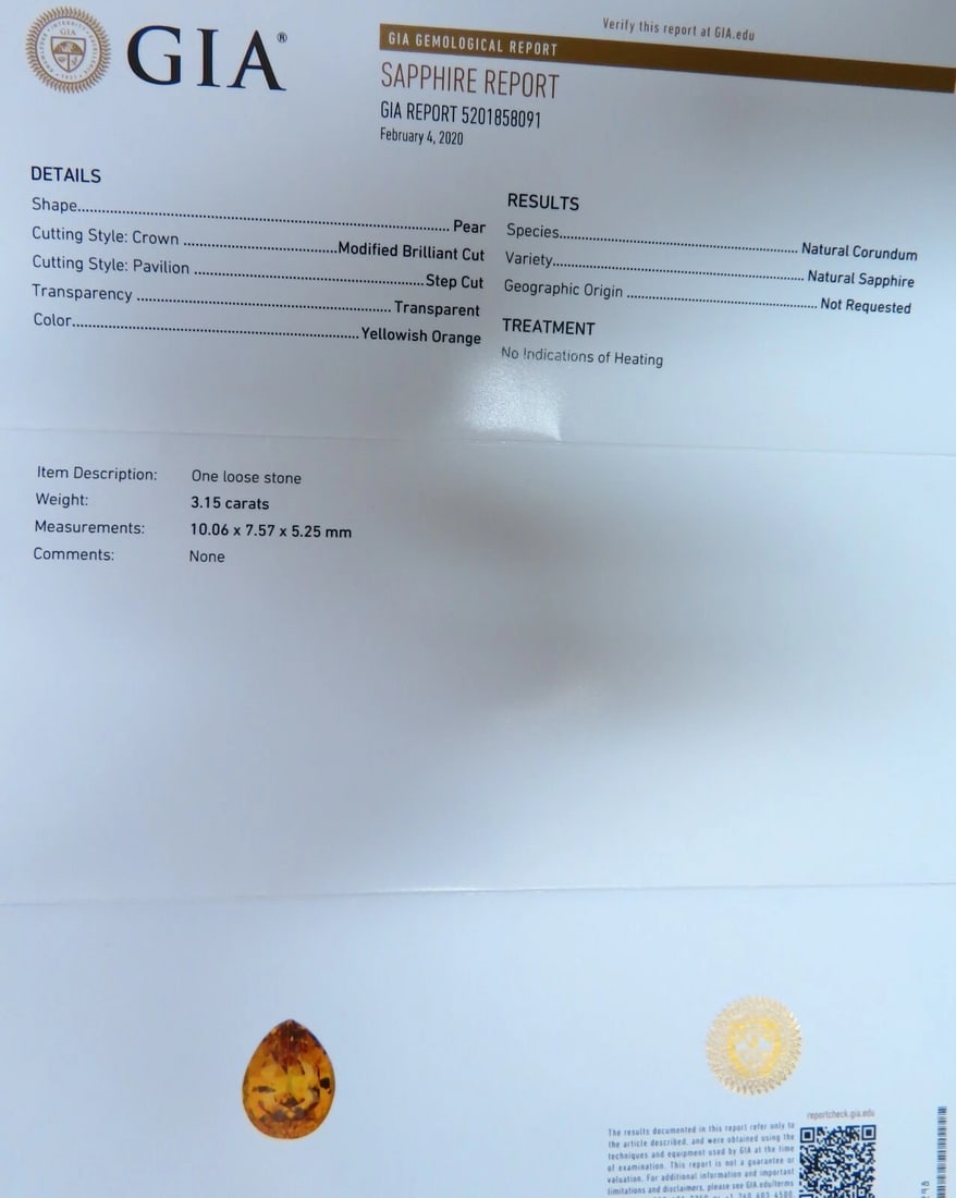 GIA Certified 3.15ct Natural No Heat Yellow Orange Sapphire Diamonds Ring 14kt*v - 9