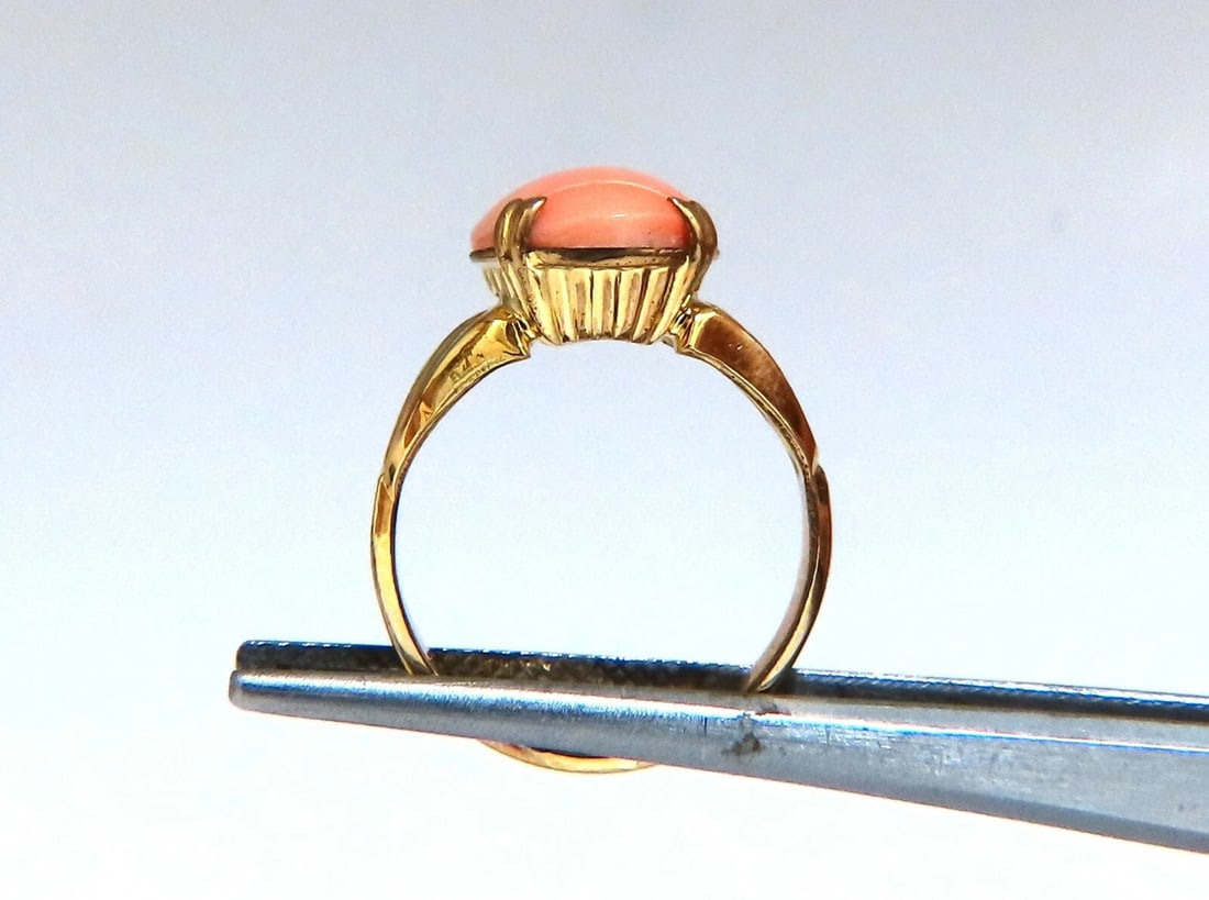 12x10mm natural 4ct pink Coral ring 10kt *v - 6