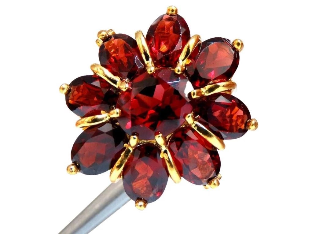 10ct Natural Garnets Clover Ring 10 Karat Yellow Gold 45578 *v - 6