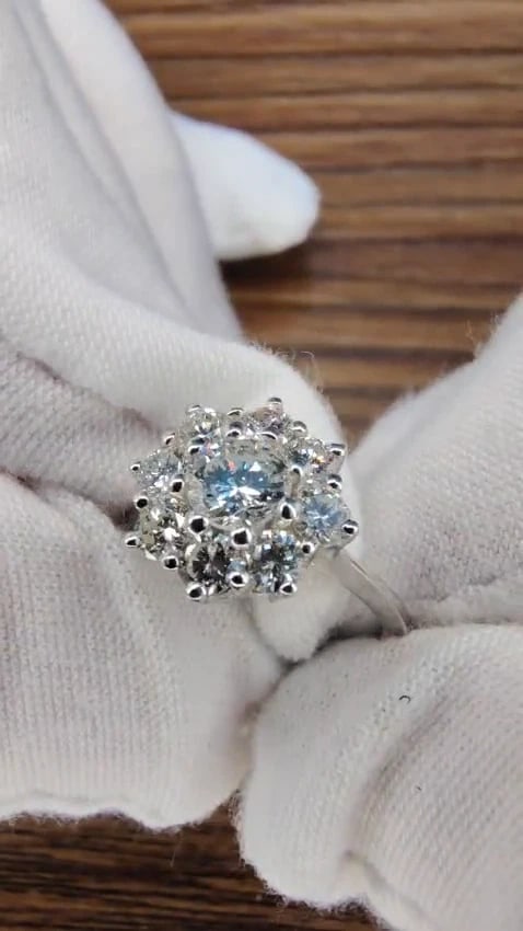 1.40ct natural diamonds raised cluster ring 14kt gold *v - 2