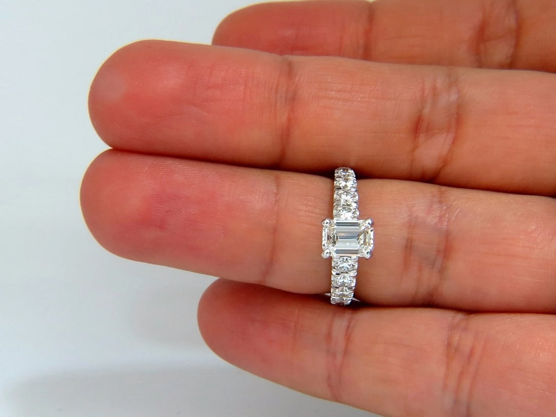 GIA Certified 1.08ct Emerald Cut natural diamond ring 1.20ct. 18kt H/Vs1 *v - 8