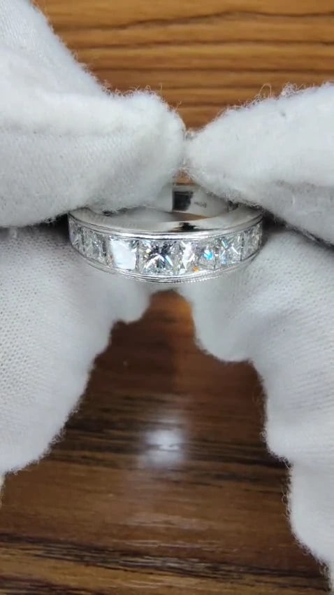 2.30ct Natural Princess Cut Diamonds Channel Band Platinum Ring *v - 2