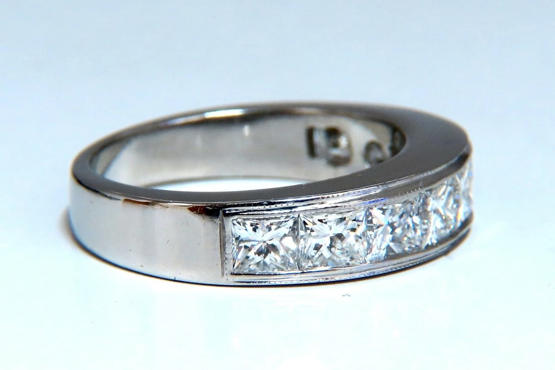 2.30ct Natural Princess Cut Diamonds Channel Band Platinum Ring *v - 3