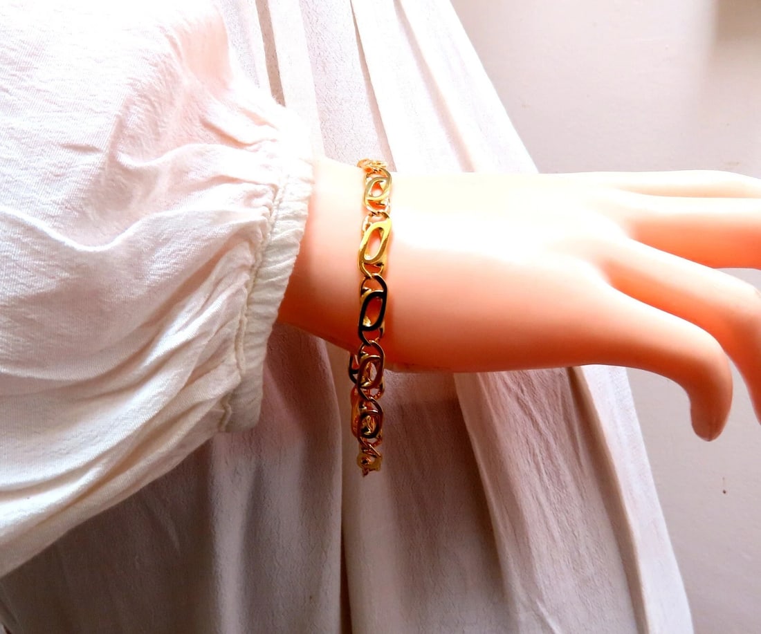 Modified Paper Clip Link Bracelet 14kt Gold 15.6 Grams** - 8