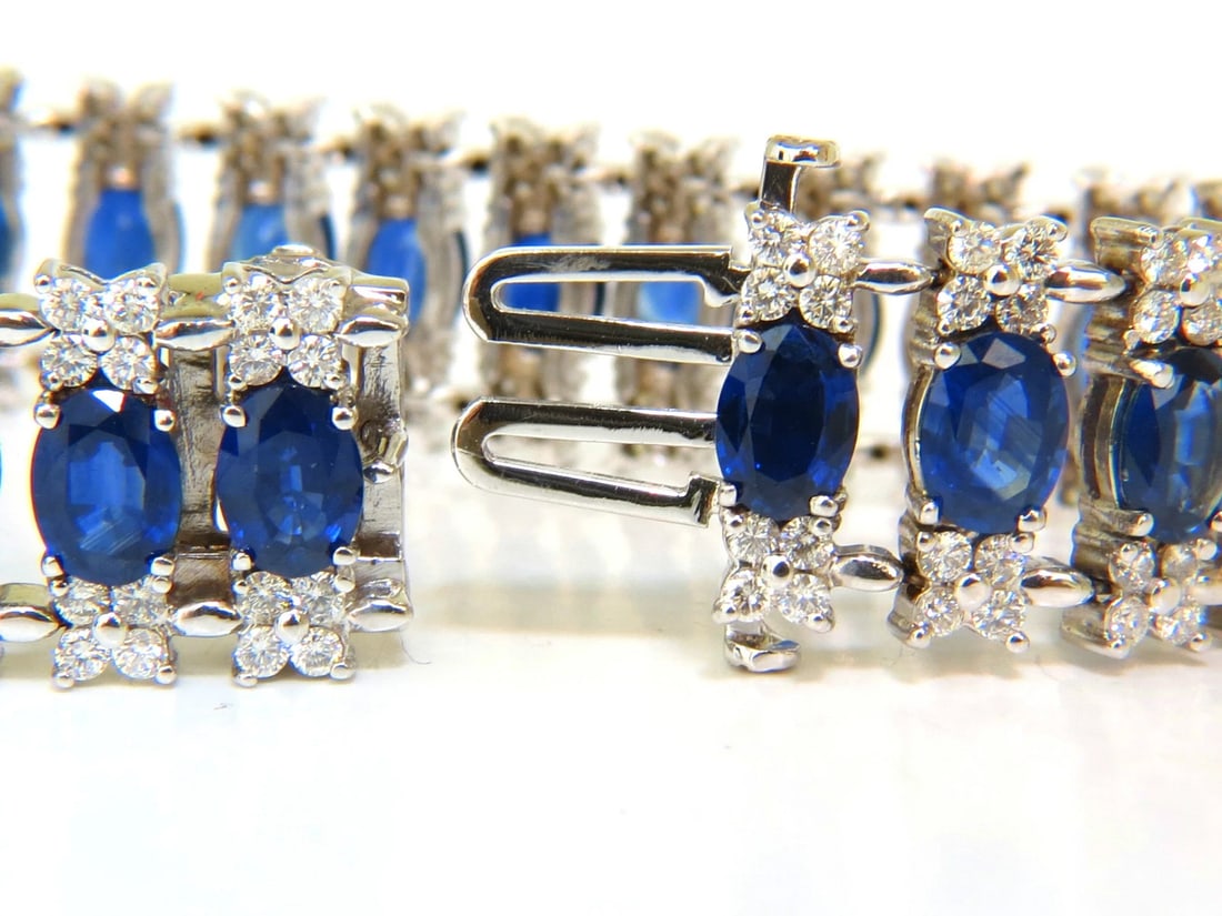 33.75CT NATURAL GEM SAPPHIRE DIAMOND BRACELET 3 ROW & WIDE CUFF 14KT** - 8
