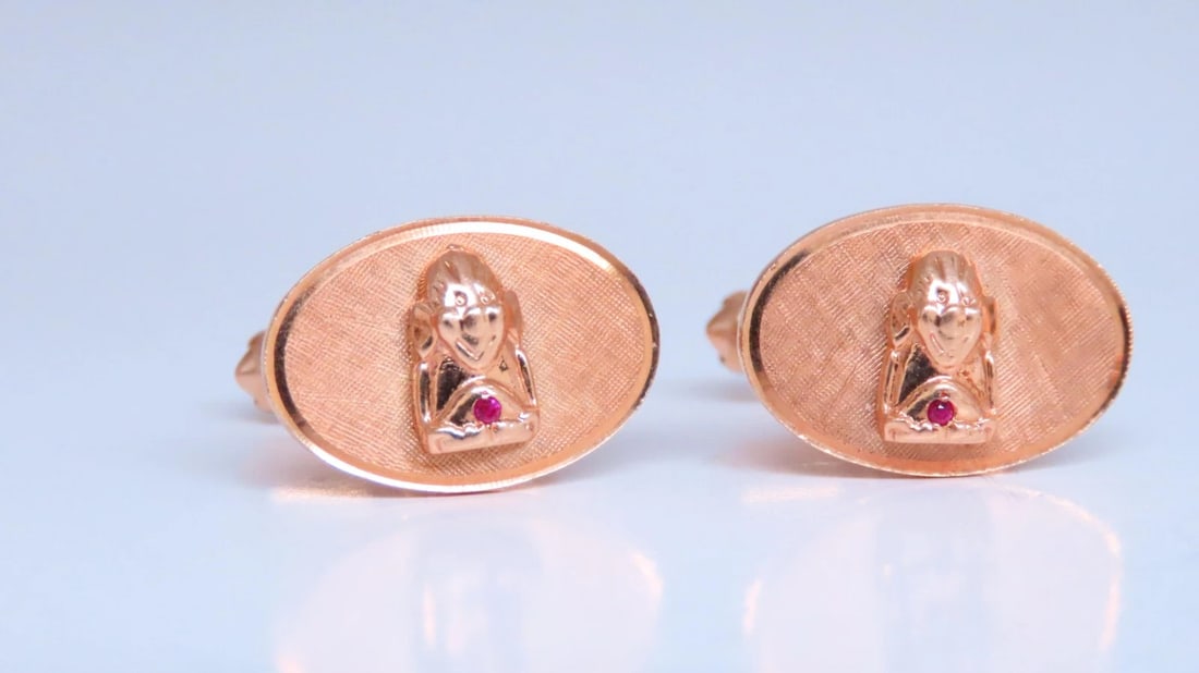 Unknown Design Cufflinks or Stud Set 14 Karat Gold Heavy 12608** - 3