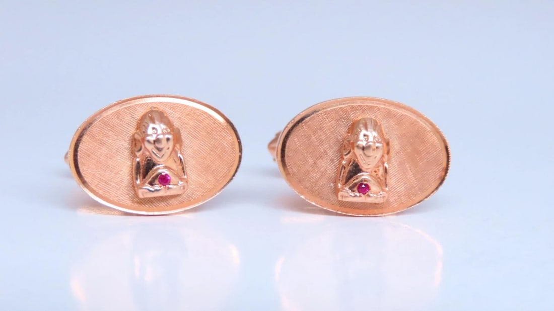 Unknown Design Cufflinks or Stud Set 14 Karat Gold Heavy 12608** - 4