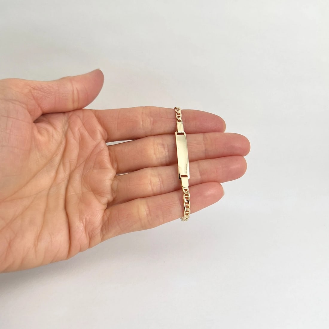 Child's Italian Anchor Chain ID Bracelet 14K Yellow Gold, 5.5 Inches, 3.38 Grams - 2
