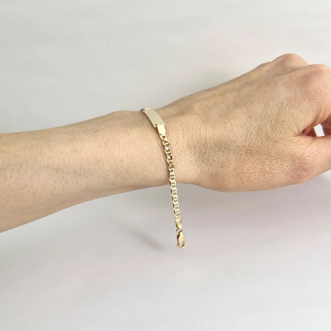 Child's Italian Anchor Chain ID Bracelet 14K Yellow Gold, 5.5 Inches, 3.38 Grams - 5