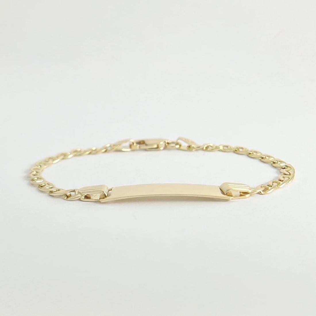 Child's Italian Anchor Chain ID Bracelet 14K Yellow Gold, 5.5 Inches, 3.38 Grams - 6