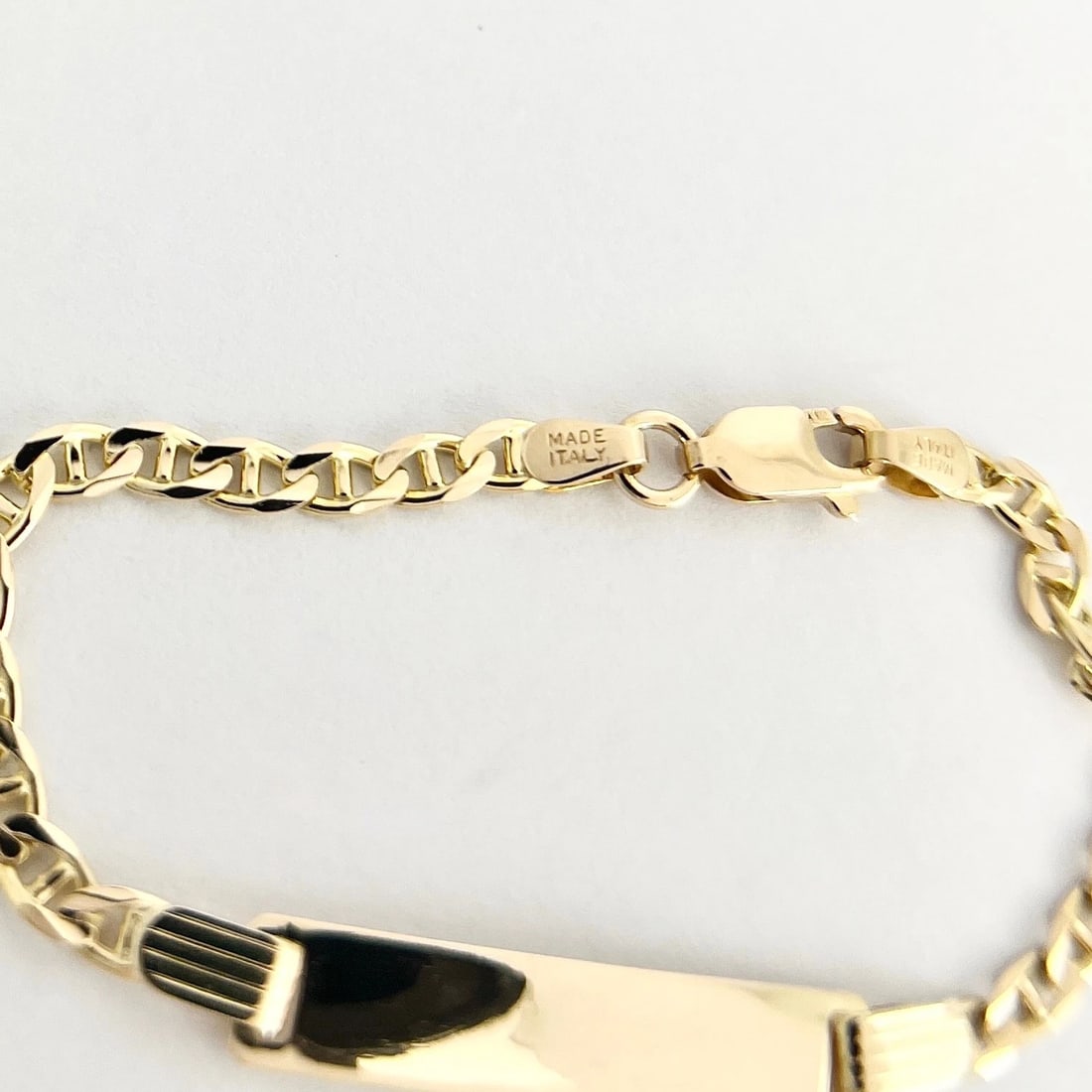 Child's Italian Anchor Chain ID Bracelet 14K Yellow Gold, 5.5 Inches, 3.38 Grams - 7