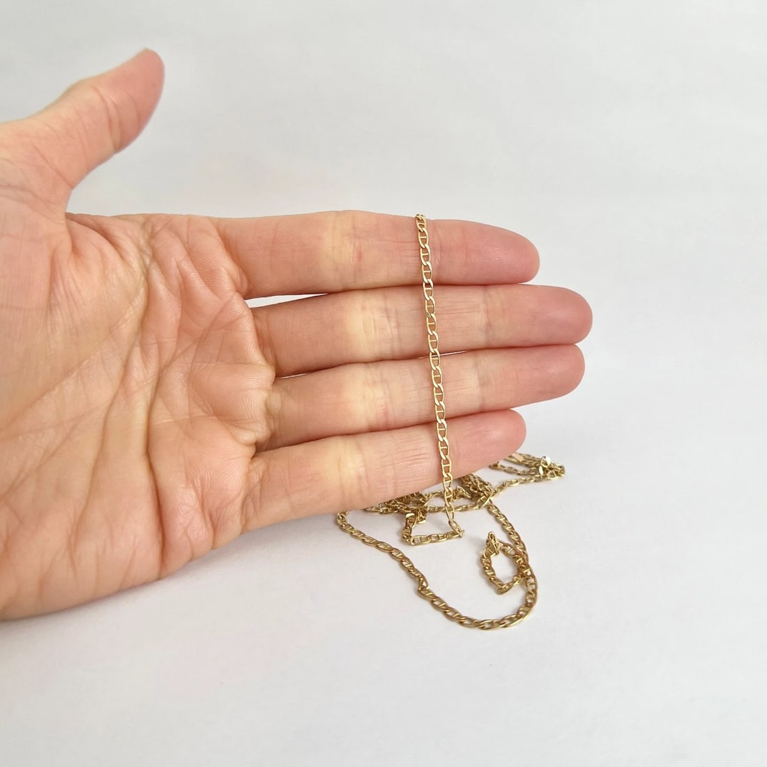 Italian Long Anchor Chain Necklace 14K Yellow Gold, 30 Inches, 2.2 mm, 5.52 Gram - 3