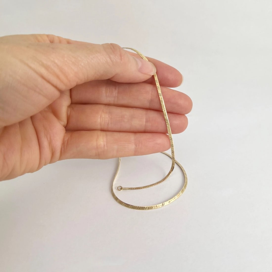 Italian Flat Herringbone Chain Necklace 14K Yellow Gold 16 Inch, 1.8 mm, 2.58 Gr - 3