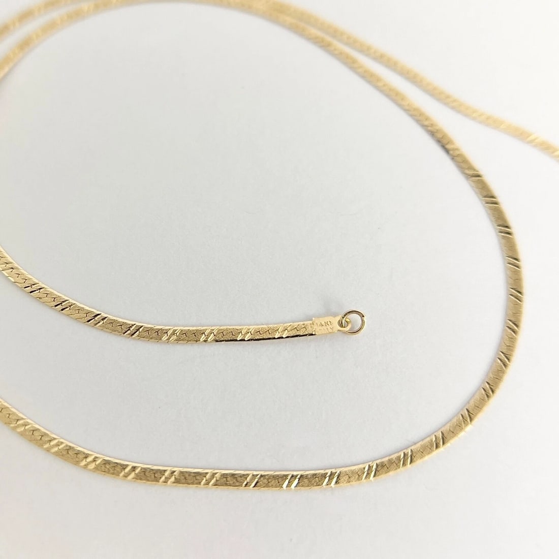 Italian Flat Herringbone Chain Necklace 14K Yellow Gold 16 Inch, 1.8 mm, 2.58 Gr - 5