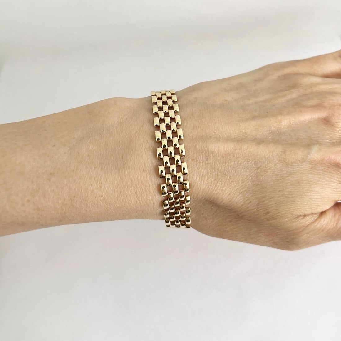 Italian Panther Chain Link Bracelet 14K Yellow Gold, 7.25 Inches, 15.70 Grams - 4