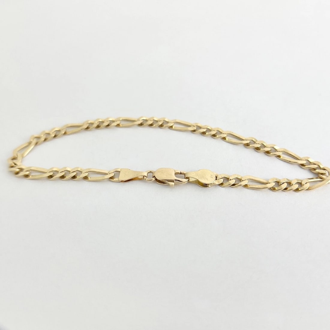 Italian Figaro Chain Link Bracelet 14K Yellow Gold, 7.3 Inches, 4 mm, 5.36 Grams - 6