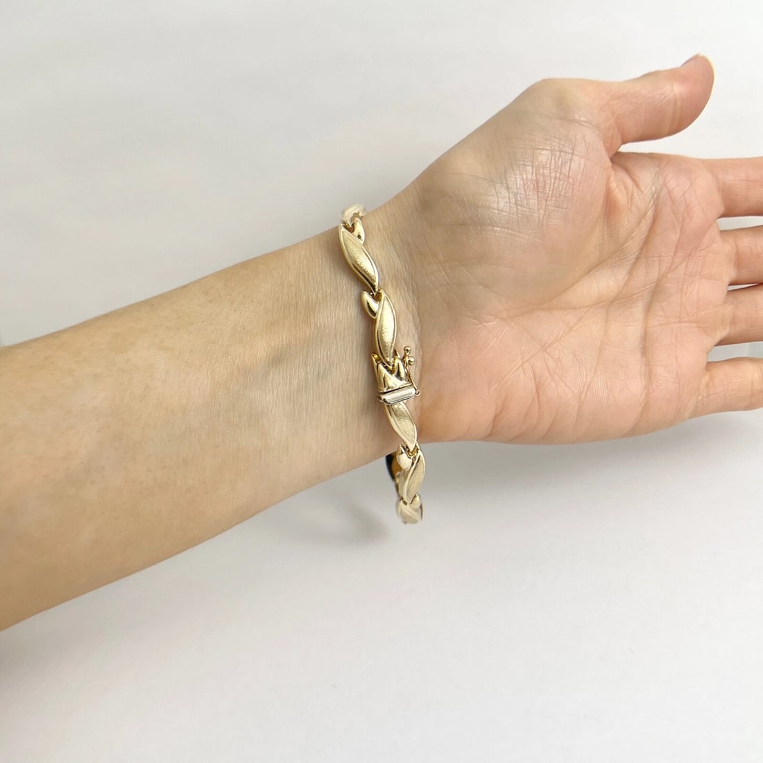 Wave Link Chain Bracelet 14K Yellow Gold, 7.25 Inches, 6 mm, 6.88 Grams - 5