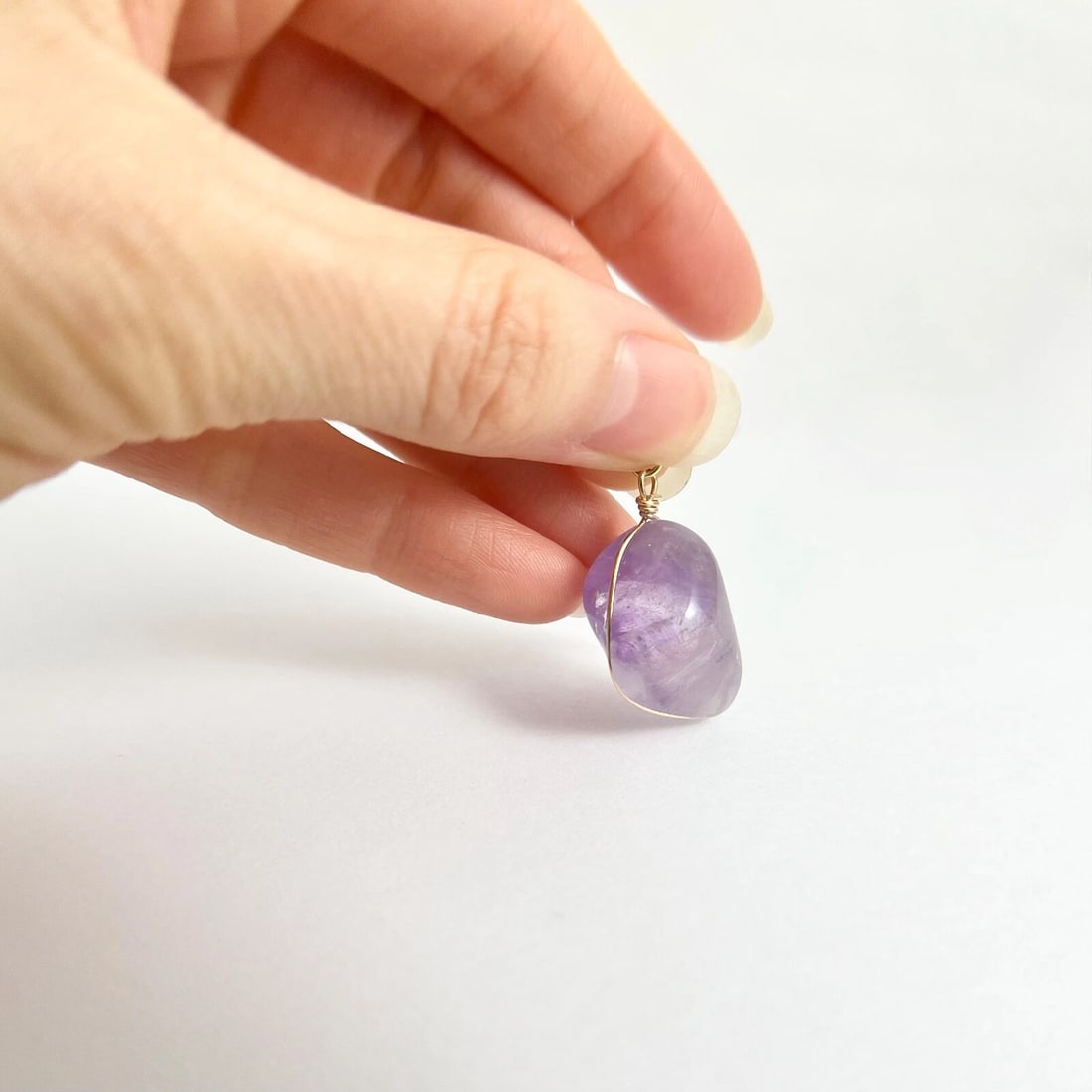 Raw Rough Amethyst Necklace Pendant Charm Yellow Gold-Plated, 30 CT, 6.26 Grams - 4