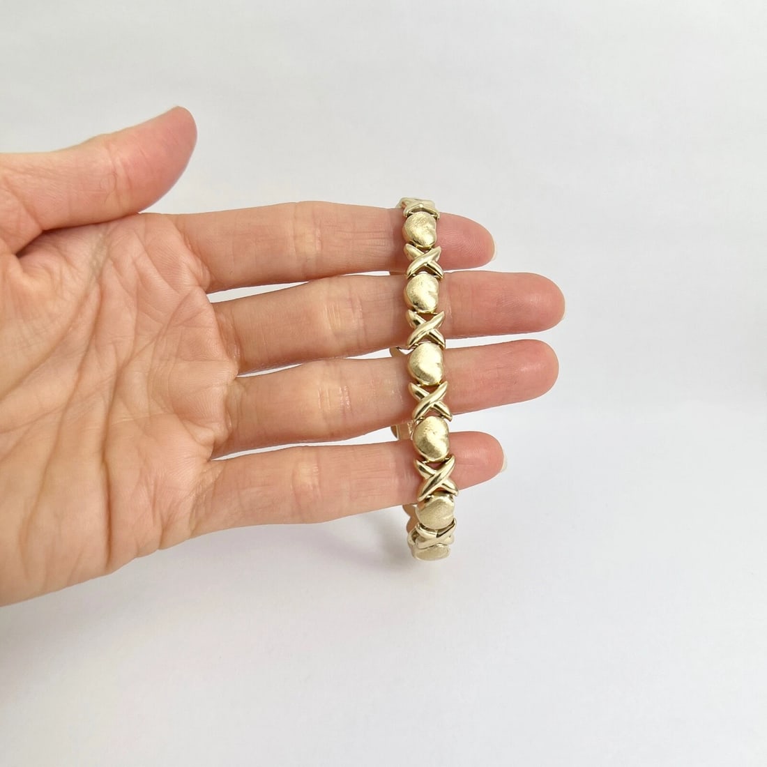 Heart XO Chain Link Bracelet 14K Yellow Gold, 7 Inches, 9.80 Grams - 2