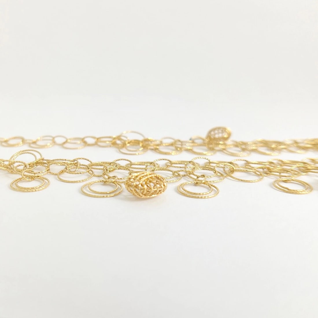 Filigree Open Circle Wire Link Chain Necklace 18K Yellow Gold, 24.60 Grams - 10