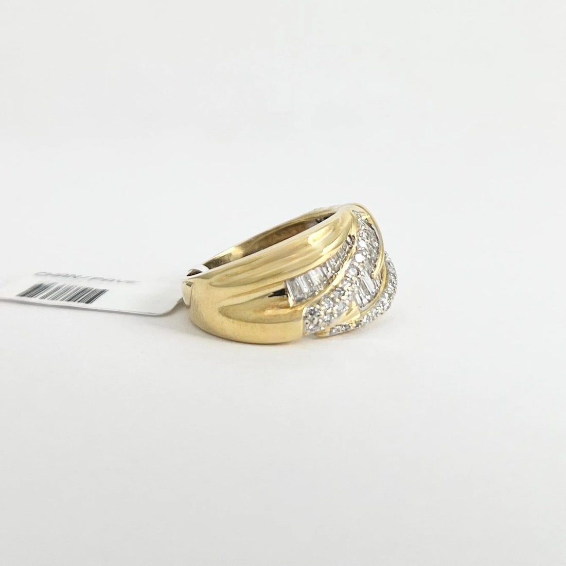 Wide Asymmetrical Mixed Multishape Diamond Statement Ring 18K Yellow Gold Size 6 - 6