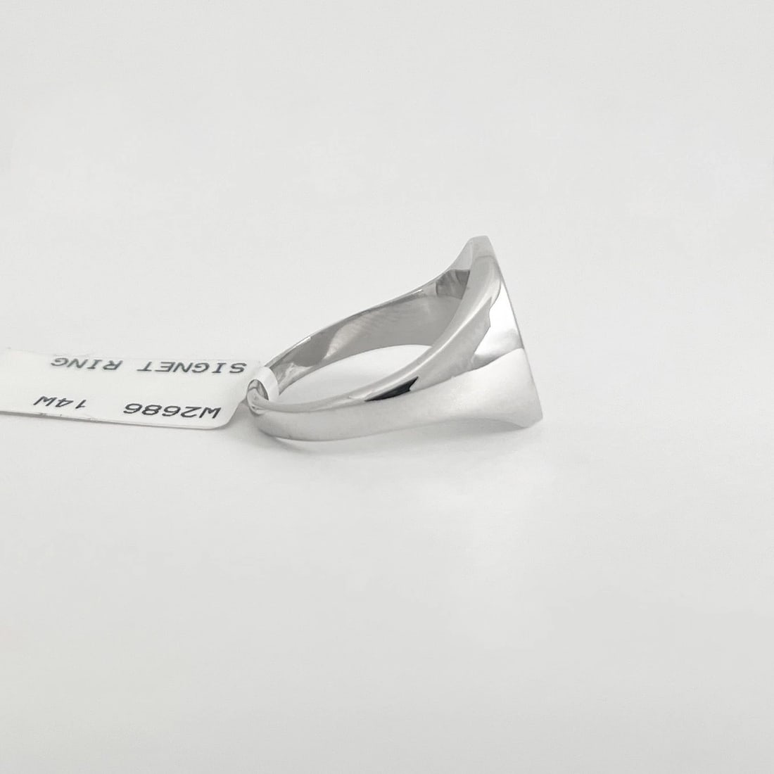 Oval Flat Top Signet Statement Pinky Ring 14K White Gold - 6