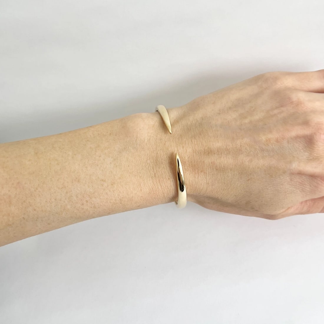Open Claw Cuff Hinged Bangle Bracelet 14K Yellow Gold - 3