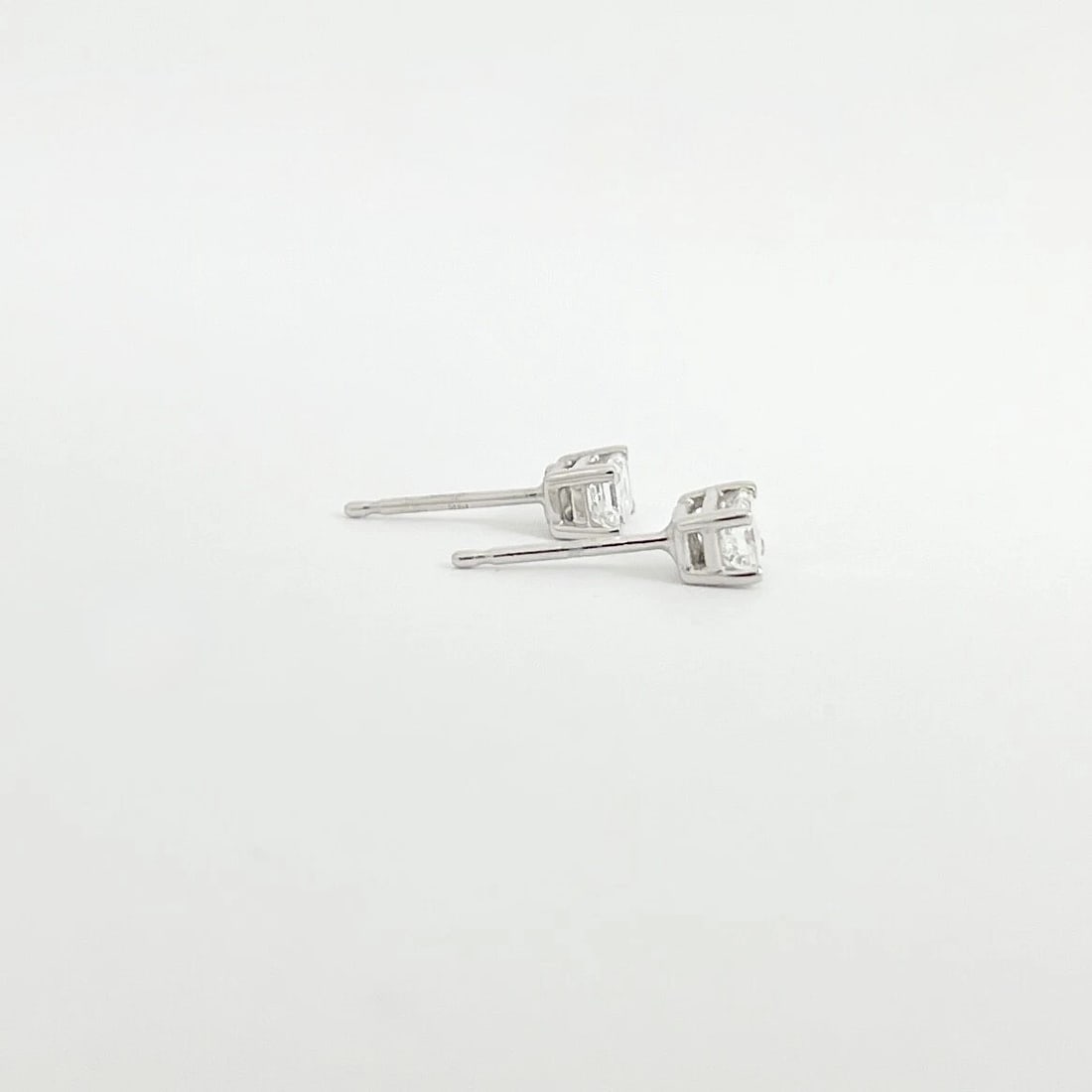 Emerald Cut Diamond Stud Earrings 14K White Gold, .51 CTW - 6