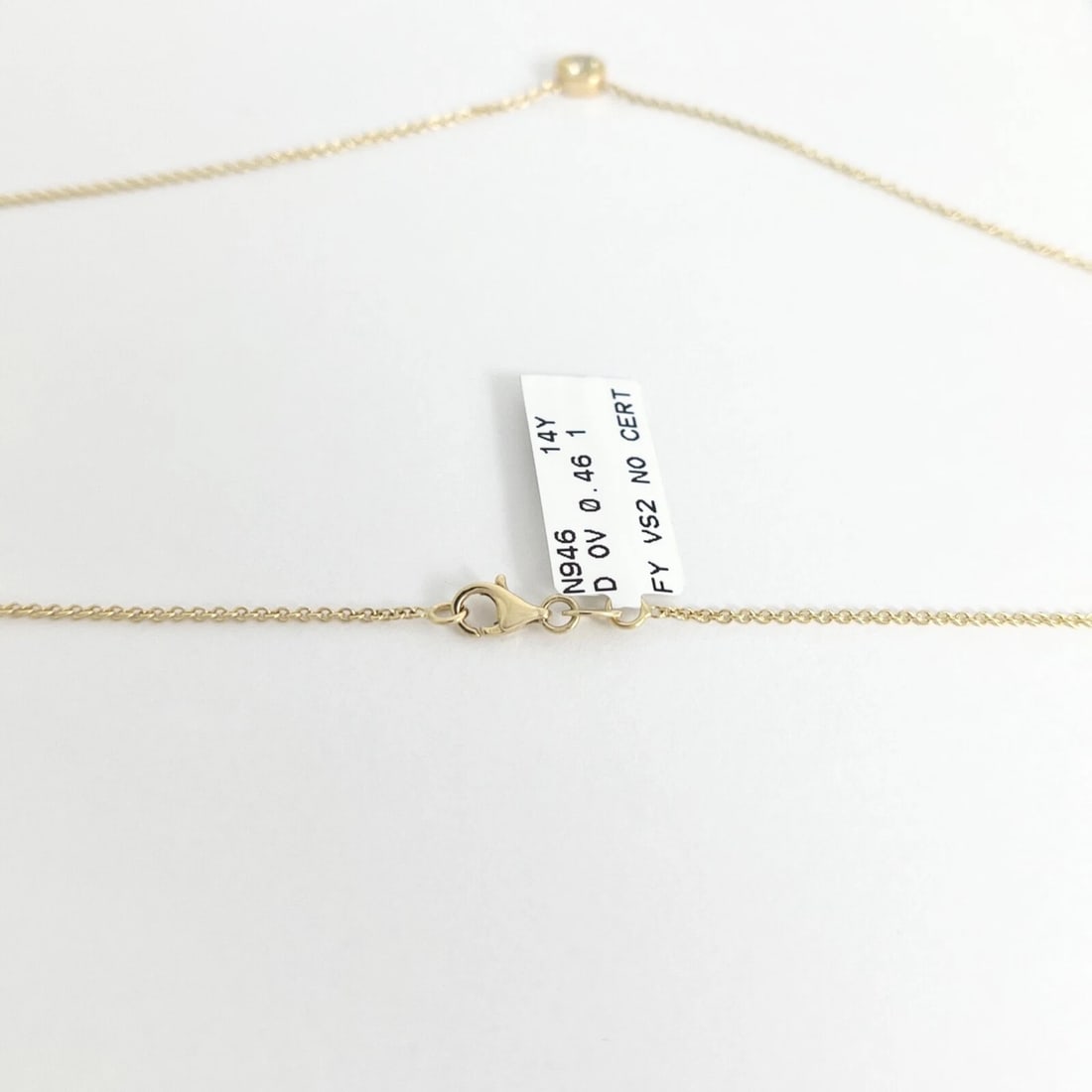 Fancy Yellow Oval Diamond Solitaire Pendant Necklace 14K Yellow Gold, .46 CT - 7
