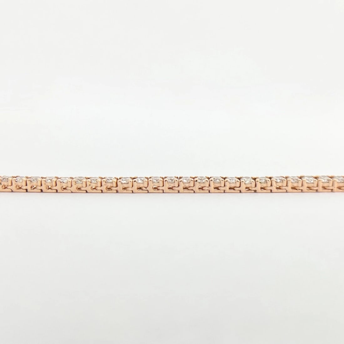 Diamond Tennis Choker Necklace 14K Pink Rose Gold, 14.25 inches, 3.86 CTW - 5