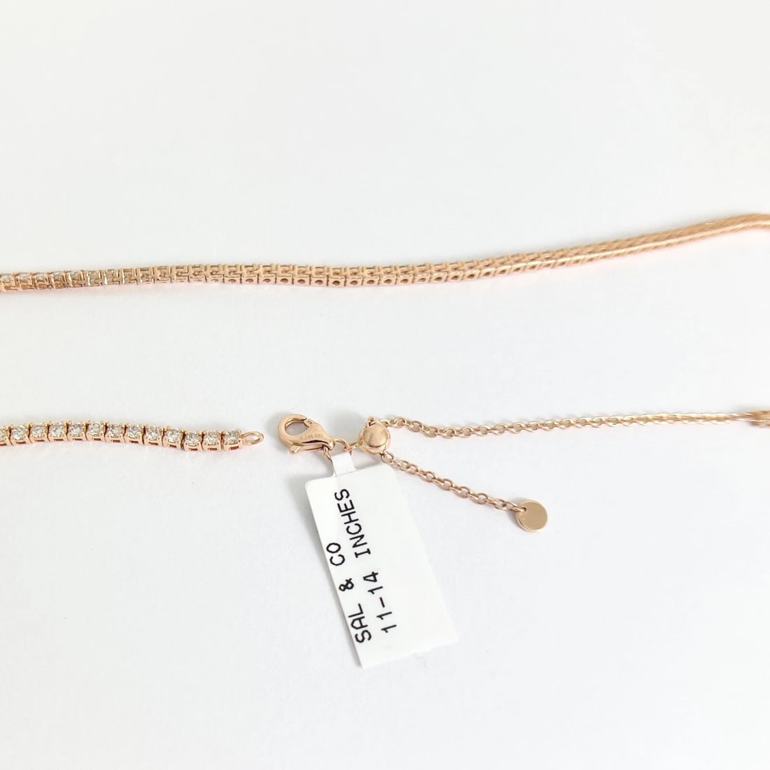 Diamond Tennis Choker Necklace 14K Pink Rose Gold, 14.25 inches, 3.86 CTW - 6
