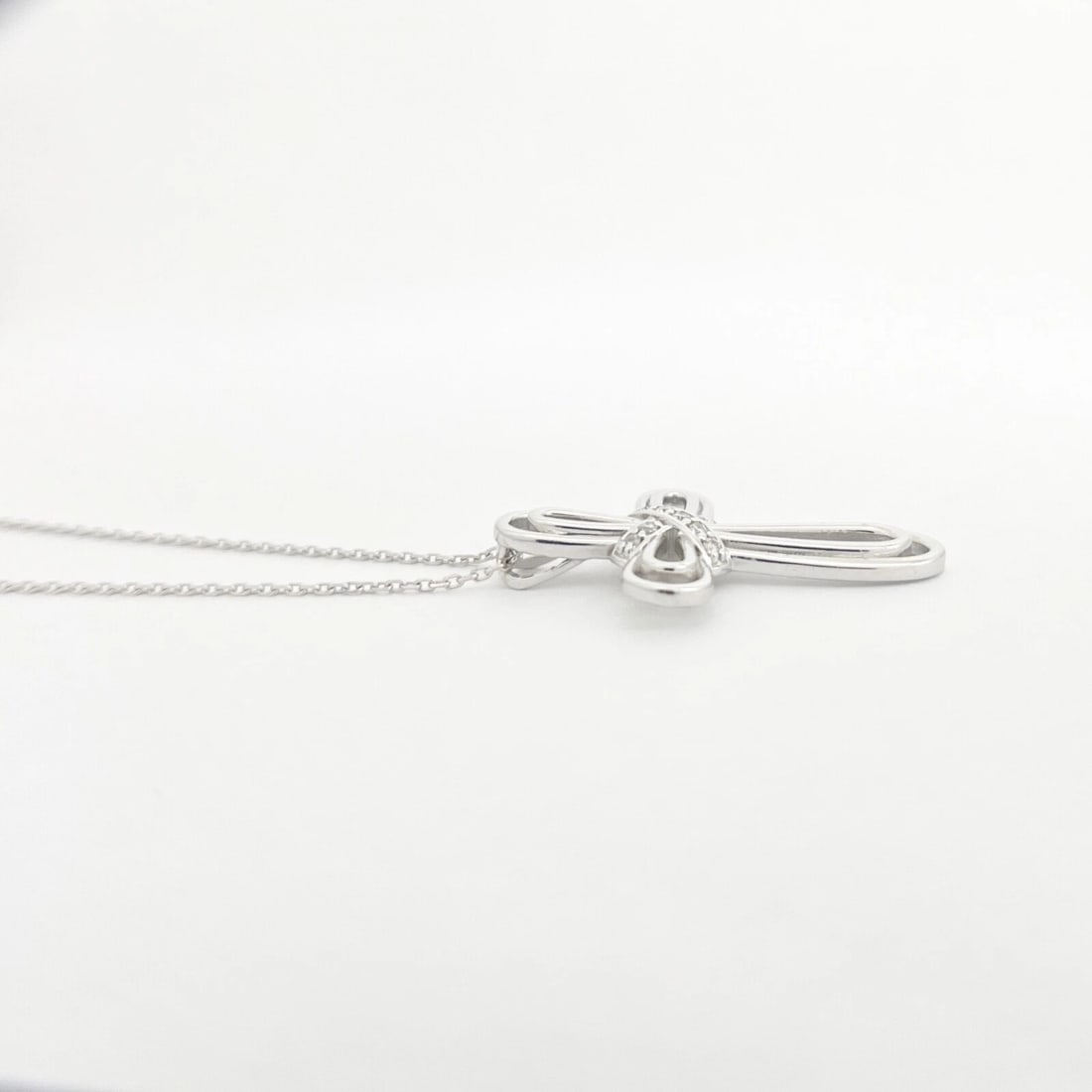 Diamond Loop Cross Religious Pendant Necklace 14K White Gold .25 CTW - 6