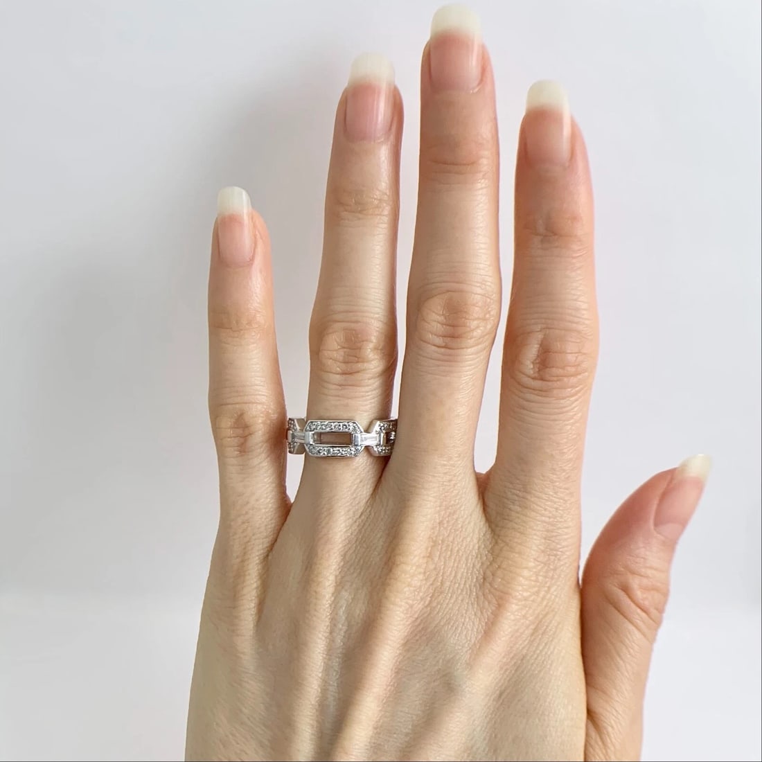 Wide Open Link Pave Diamond Eternity Ring Statement Band Platinum, 1.15 CTW - 3