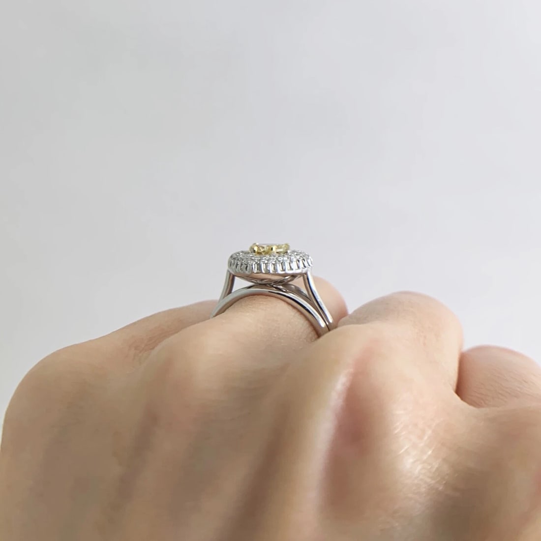 GIA Fancy Yellow Heart Diamond Pave Halo Ring 18K White Gold 1.21 CTW - 6