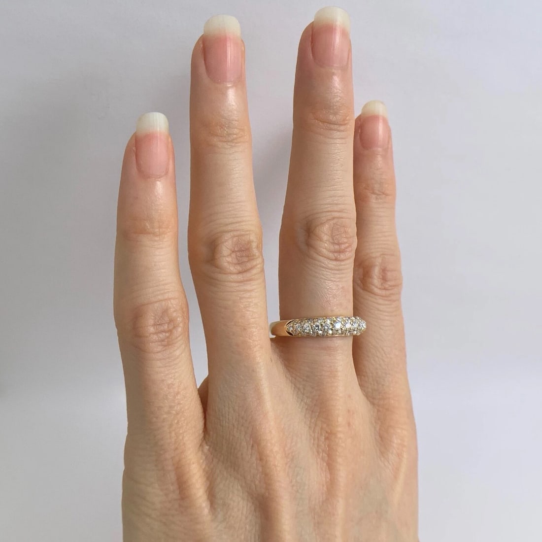 Pave Top Diamond Statement Band Ring in 18K Yellow Gold, .62 CTW, 3.49 Grams - 5