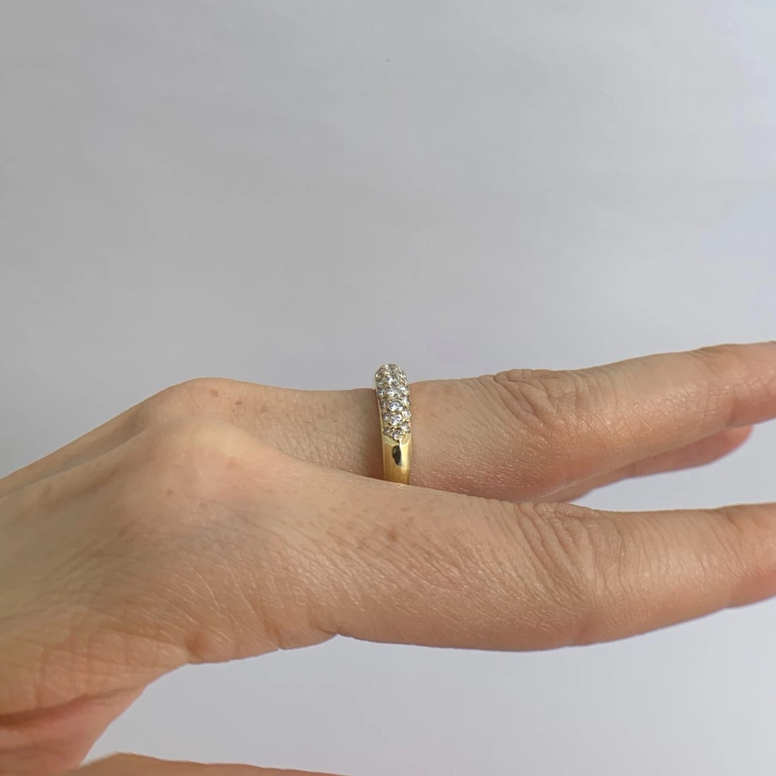 Pave Top Diamond Statement Band Ring in 18K Yellow Gold, .62 CTW, 3.49 Grams - 6