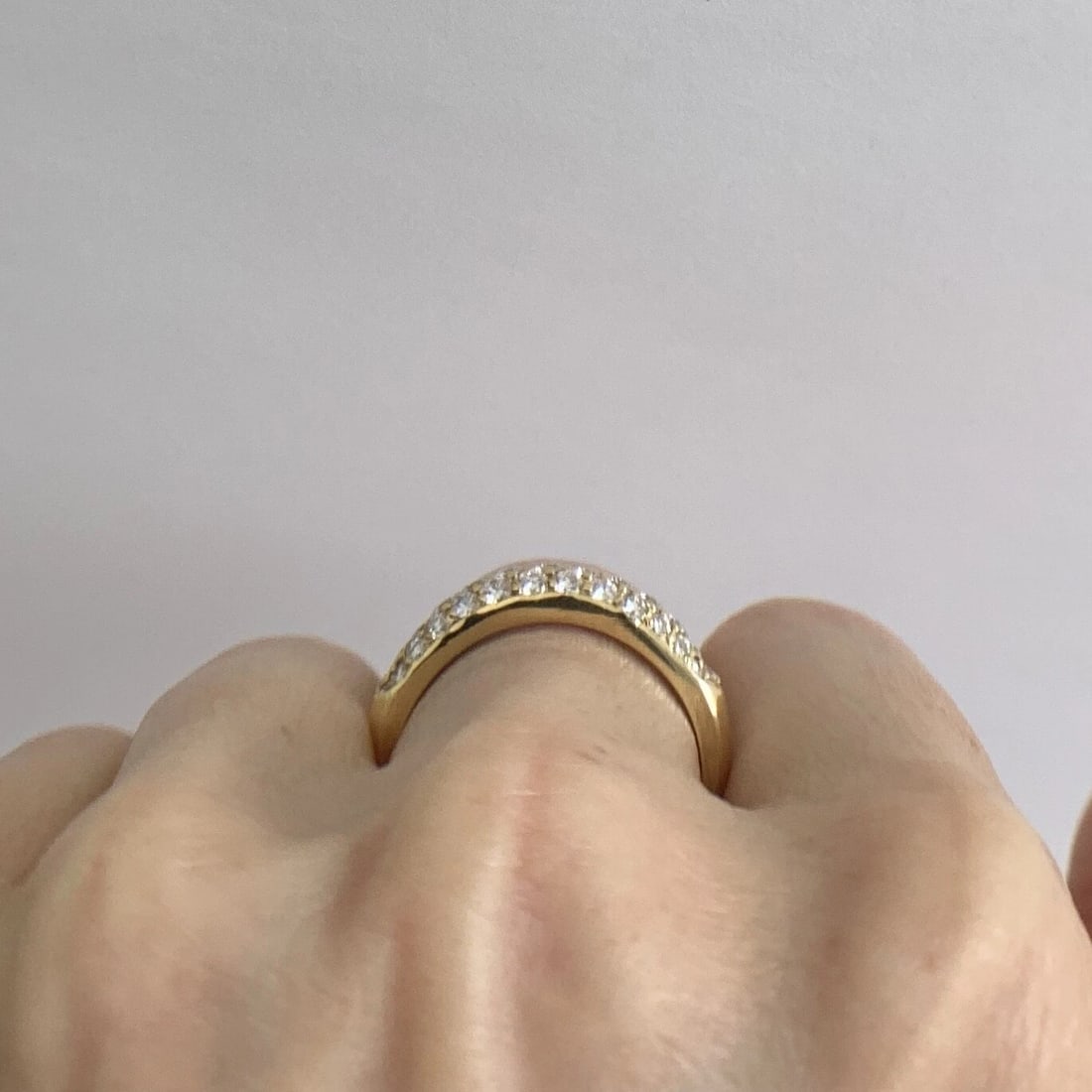 Pave Top Diamond Statement Band Ring in 18K Yellow Gold, .62 CTW, 3.49 Grams - 7